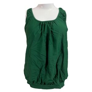 YONIQUE‎ Women Green Ruched Tankini Swim Top Built In Bra Adjustable Straps M